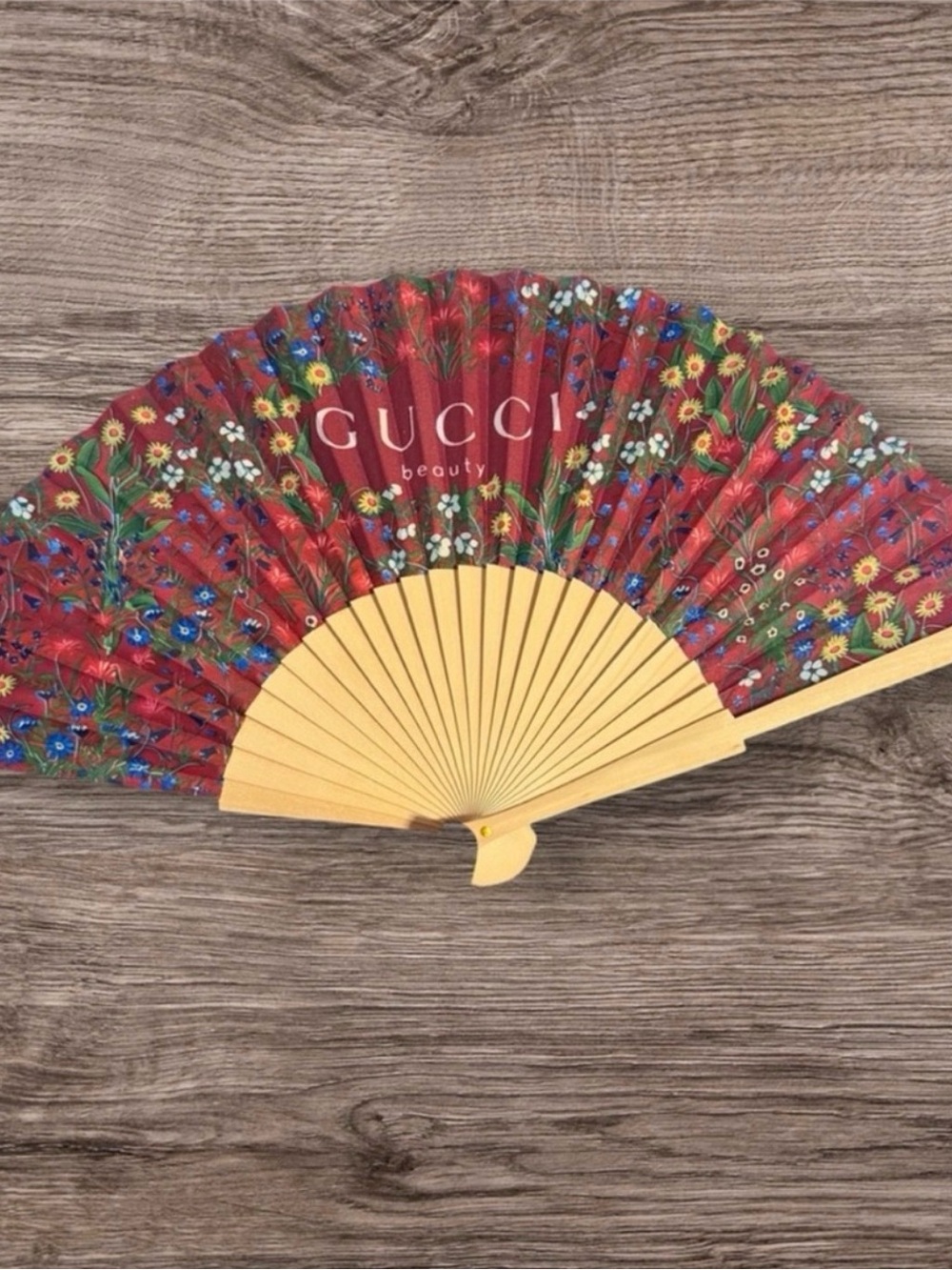 GWP- Gucci Beauty Red Floral Folding Hand Fan